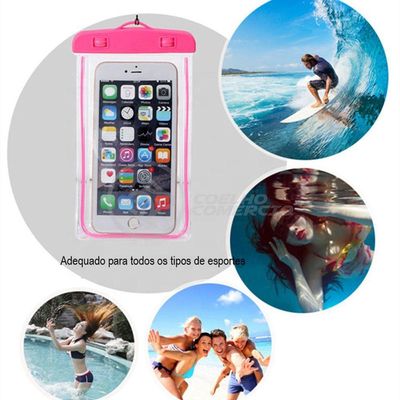 Capa Bolsa A Prova Dágua Impermeável P/ Celular Rosa