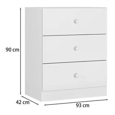 Comoda Infantil 03 Gavetas Louise Branco Reajl Moveis Branco
