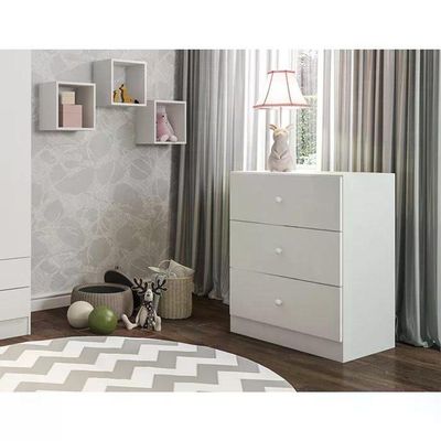 Comoda Infantil 03 Gavetas Louise Branco Reajl Moveis Branco