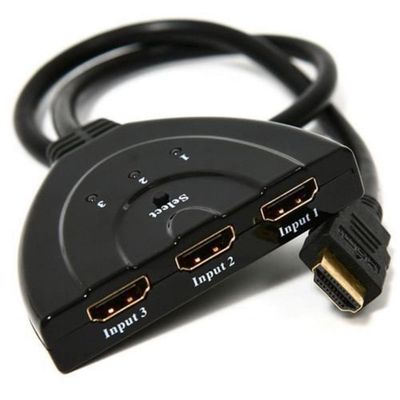 Hub Switch Divisor Hdmi 1x3 Com Rabicho Hdmi Macho 45cm