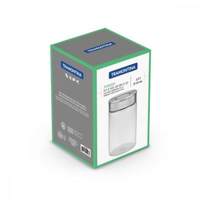 Pote de Vidro Tramontina Purezza com Tampa de Aço Inox 10 cm 1 L