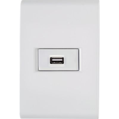 Conjunto 4x2 com 1 Tomada USB 1,5 A Bivolt Tramontina Liz Branco