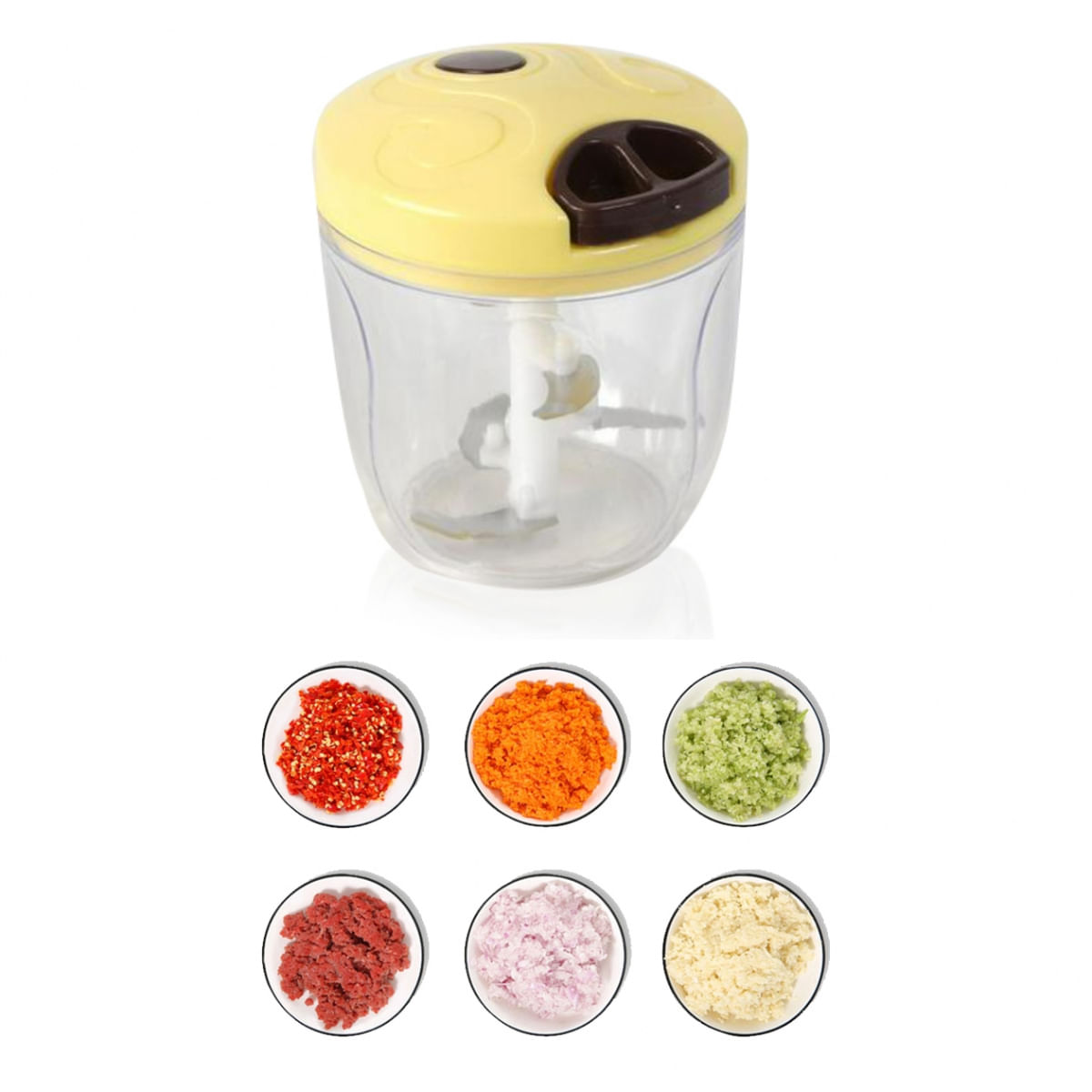 Processador Triturador de Alimentos Manual Legumes Frutas 5 Lâminas
