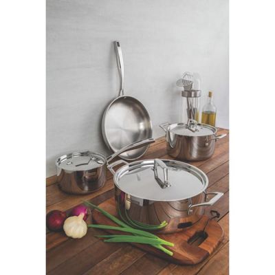 Panela Tramontina Grano em Aço Inox Corpo Triplo com Tampa e Cabo 16 cm 1,7 L