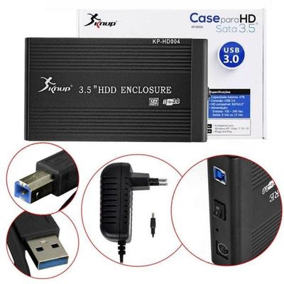 Case Para HD PC Sata 3.5mm USB 3.0 Externo Kp-Hd004 - Preto