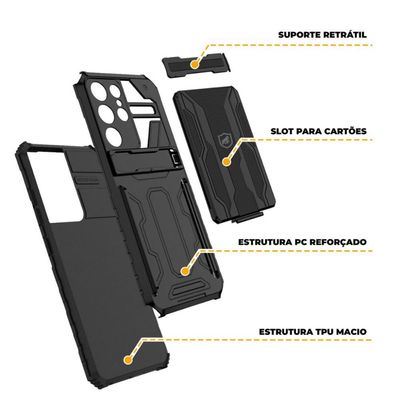 Capa Guardian para Samsung Galaxy S22 Ultra - Preta - Gshield
