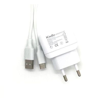 Kit Carregador Moto G4 Play com Cabo Micro USB V8 Branco KinGo