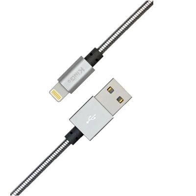 Cabo Usb Carregador Kingo Metal Reforçado Iphone 6 7 8 X Xs Prata
