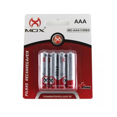 Pilhas Recarregáveis AAA de 1000mAh 4 Unid Mox Mo-aaa1000b4