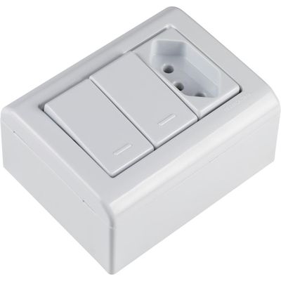 Caixa Sobrepor 2 Interruptores 10 A 250V 1 Tomada Tramontina