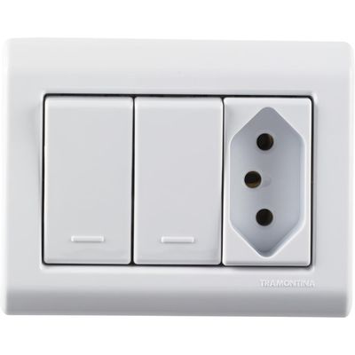 Caixa Sobrepor 2 Interruptores 10 A 250V 1 Tomada Tramontina