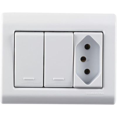 Caixa Sobrepor 2 Interruptores 10 A 250V 1 Tomada Tramontina