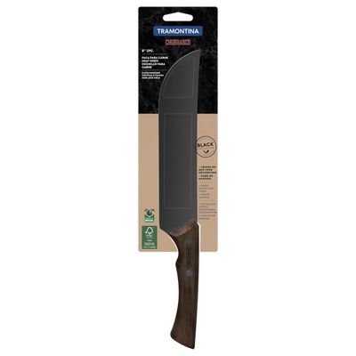 Faca Carne Tramontina Churrasco Black Inox Cabo Madeira 8 "