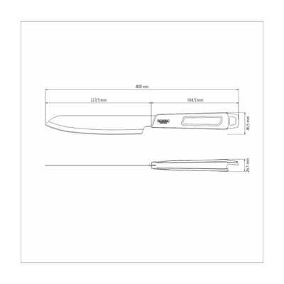 Faca Trinchante Tramontina Churrasco Inox Cabo Preto 8 "