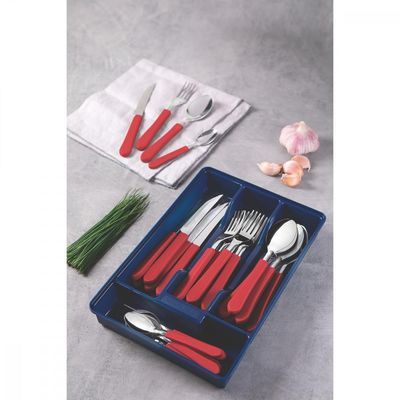 Faqueiro Tramontina Leme Inox Cabo Vermelho Gaveteiro 25 Pçs