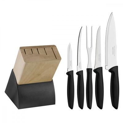 Jogo Facas Tramontina Plenus Inox Suporte Madeira 6 Peças