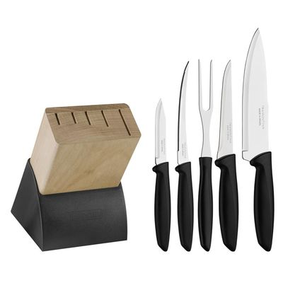 Jogo Facas Tramontina Plenus Inox Suporte Madeira 6 Peças