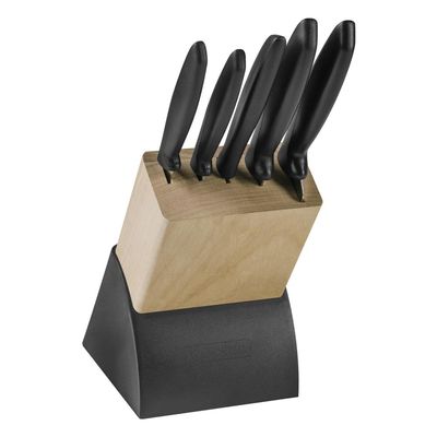 Jogo Facas Tramontina Plenus Inox Suporte Madeira 6 Peças