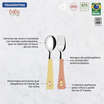 Jogo Talheres Infantil Tramontina Baby Friends Inox 02 Peças