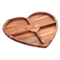 Petisqueira Coração 4 Divisões Madeira Teca - Rojemac