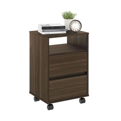 Mesa De Cabeceira Com Rodízios Nadi Marrom