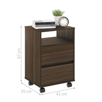 Mesa De Cabeceira Com Rodízios Nadi Marrom