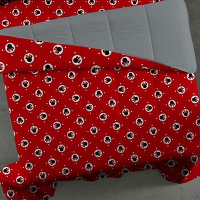 Edredom Portallar Solteiro Malha Misto Estampado Minnie Lace 150mx220m Cinza