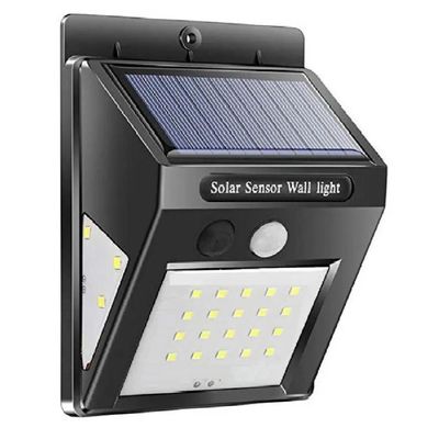 Luminária Arandela Jardim Casa com Sensor De Presença Movimento Energia Solar