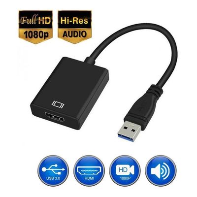 Convesor Adaptador Usb 3.0 x Hdmi 1080p Audio Video Compativel Pc Win 7/8/10