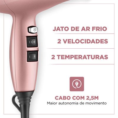 Secador de Cabelo By Juliette Mondial Golden Rose 2000W - SCP-JU-01 110