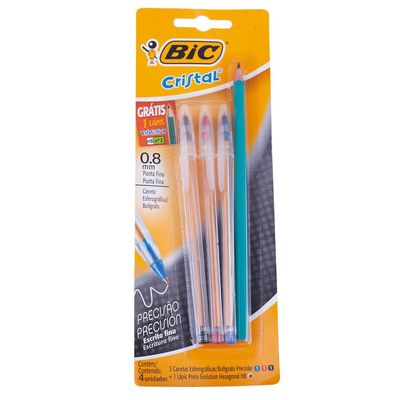 Kit Bic Caneta Cristal precisão + Lápis HB n°2