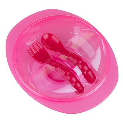 Kit Prato Bowl Dermiwil com Talheres Rosa
