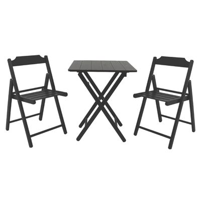 Conjunto de Mesa e Cadeiras Dobráveis Tramontina Beer em Madeira Teca Castanho Escuro 3 Peças