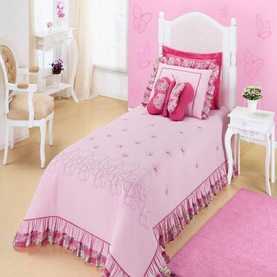 Cobre Leito Solteiro Jardine Rosa Enxovais Aquarela 3 Peças