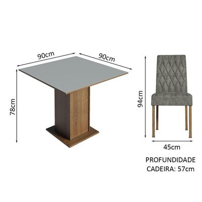 Conjunto Sala De Jantar Mesa Tampo Madeira 4 Cadeiras Madesa