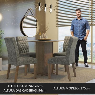Conjunto Sala De Jantar Mesa Tampo Madeira 4 Cadeiras Madesa