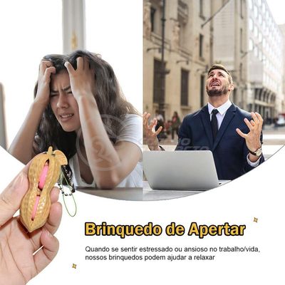 Chaveiro Amendoim Anti Stress de Apertar Sensorial Relaxa