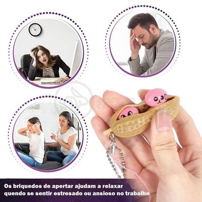 Chaveiro Amendoim Anti Stress de Apertar Sensorial Relaxa