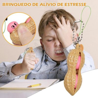 Chaveiro Amendoim Anti Stress de Apertar Sensorial Relaxa