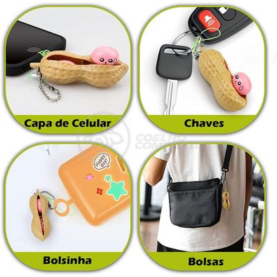 Chaveiro Amendoim Anti Stress de Apertar Sensorial Relaxa