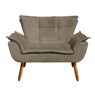 Kit 01 Namoradeira E 02 Poltronas Opala Suede Marrom Rato