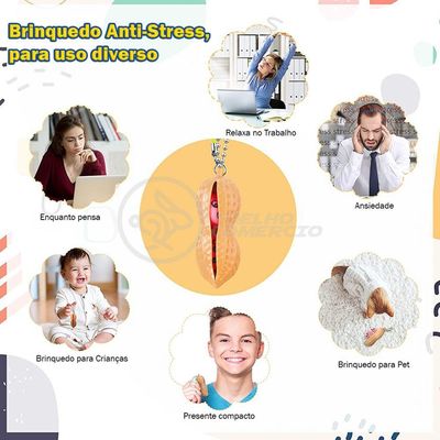 Chaveiro Amendoim Anti Stress de Apertar Sensorial Relaxa