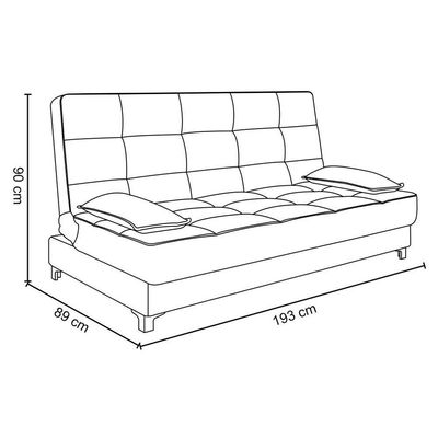 Sofá Cama 193 Cm Veludo Cappucino Pés Plástico Cromado