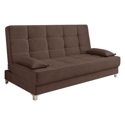 Sofá Cama Equador 193 Cm Veludo Marrom Pés Plástico Cromado