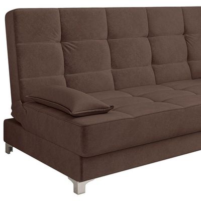 Sofá Cama Equador 193 Cm Veludo Marrom Pés Plástico Cromado