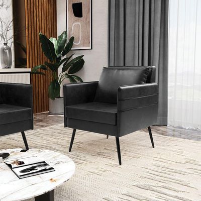 Kit 02 Poltronas Corano Preto Pés Palito De Ferro Preto