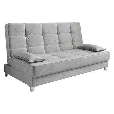Sofá Cama Equador 193 Cm Veludo Pés Plástico Cromado Cinza