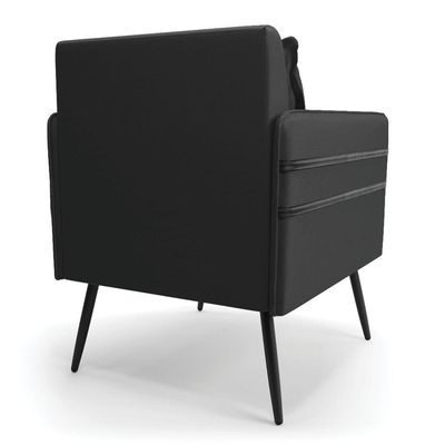 Kit 02 Poltronas Corino Preto Pés Palito De Ferro Preto
