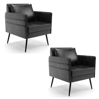 Kit 02 Poltronas Corano Pés Palito De Ferro Preto Preto