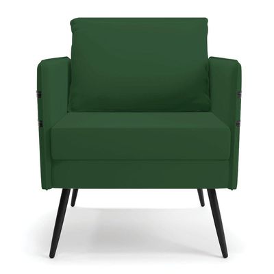 Kit 02 Poltronas Veludo Verde Pés Palito De Ferro Preto